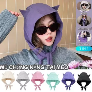 Mũ chui đầu NordicLife, thiết kế ngộ nghĩnh, chất liệu polyester khô nhanh, chống nắng hiệu quả cho nữ