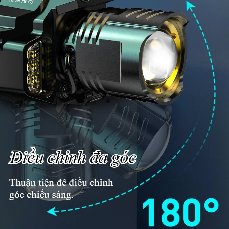 Đèn đội đầu Siêu Sáng đa Chức Năng,Chống Nước IPX6,Nhỏ Gọn Và Dễ Mang Theo,Thích Hợp Cho Câu Cá Ban đêm Và Cắm Trại