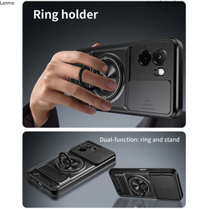 Giáp Xoay Ống Kính Trượt Funda Cho POCO M7 4G Ốp Lưng Vòng Từ Tính Cho Xiaomi POCO M7 Plus 5G Ốp Lưng Chân Đế Có Thể Gập Lại Capa