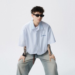 Áo sơ mi nam GKSSS tay ngắn phong cách Hàn Quốc hợp thời trang sọc thêu phong cách unisex