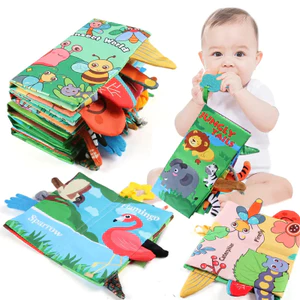 VN Thích hợp cho sách vải sơ sinh, được trang bị đuôi 3D an toàn, đồ chơi học tập sớm; Sách vải giấy âm thanh giác quan Montessori.
