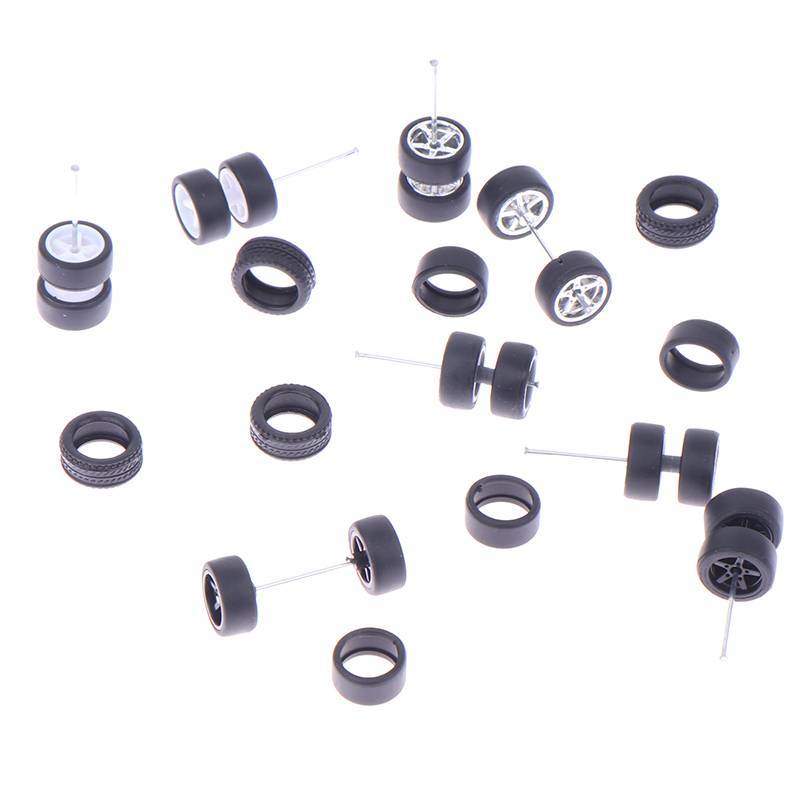 XUAN 1 Bộ DIY Racing 1: 64 Bánh Xe Ô Tô Cho Lốp Cao Su Có Trục Bánh Xe Mô Hình Sửa Đổi Một Phần VN
