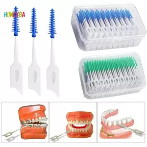 < Honeyba > Bàn chải silicon Inter 200 đơn vị Bàn chải đánh răng nha khoa giữa răng có ren Dụng cụ làm sạch răng miệng Đẹp