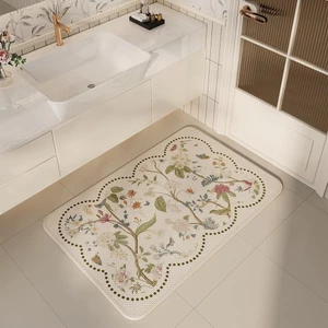 thảm lau chân hoa nhí vintage thảm nhà tắm chống trượt siêu thấm hút thảm decor phòng ngủ bếp phong cách nỉ lanh bền đẹp