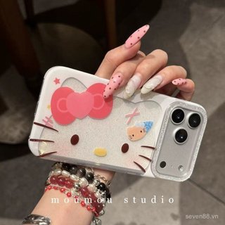 Ốp Điện Thoại Thích Hợp Cho iPhone 7 8 X XS XR XSMAX 11 12 13 14 15 16 17 Pro max Plus Air Màn Hình Ngang Lấp Lánh Dễ Thương Mặt Lớn Mèo Chống Sốc Vỏ Bảo Vệ Chống Sốc Bao Gồm Tất Cả TBIV
