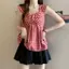 Thiết kế mùa hè Niche xếp li sang trọng Dopamine Áo Vest màu đỏ Áo hẹp