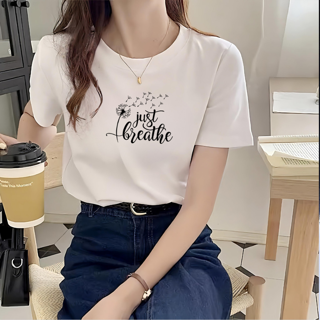 （Giao hàng 24h）Angela Áo phông nữ dáng vừa NA01 màu trắng chất liệu thun cotton Loza G0206