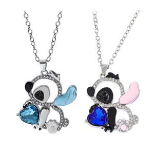 Hoạt Hình Rỗng Khâu Vòng Cổ Hình Trái Tim Kim Cương Giả Nhỏ Giọt Dầu Trang Sức Xuyên Biên Giới Thời Trang Đi Lại Tiền Cũ Phong Cách Hợp Kim