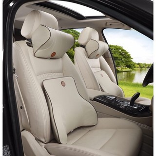 Combo Gối Tựa Đầu, Lưng Ô Tô 100% Cao Su Non SH Autocare Đặc Biệt Bọc Da Cao Cấp