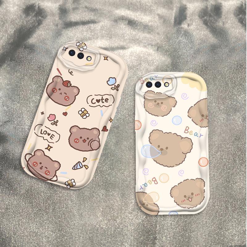 Thích hợp cho OPPO A3S A12E A1K AX5 Realme C2 Bảo vệ 3D TPU mềm Rilakkuma Bear Vỏ điện thoại chống sốc