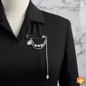 Thổ Cẩm Dây Xích Dài Phóng Đại Nữ Ngọc Trai Handmade Đa Chức Năng Cố Định Pin Quần Trang Trí Quần Áo Mới