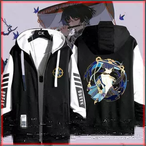 SY3 Genshin Tác Động Lang Thang Áo Khoác Áo Khoác Dây Kéo Áo Khoác Áo cardigan Áo Len Unisex Dài Tay Top Cosplay YS3