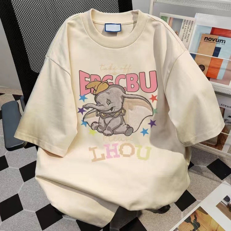 （Giao hàng 24h）Angela Áo Thun Phông Form Rộng 100% Cotton Hoạt Hình Dumbo In Áo Thun Nữ Mùa Hè Local Brand