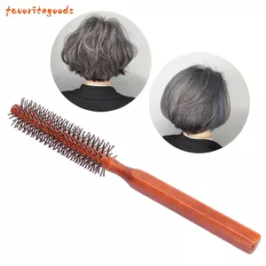 FAVORITEGOODS Bàn chải tóc tạo kiểu tròn, Lông Nylon Con lăn uốn tóc cỡ nhỏ, dành cho du lịch Tay cầm tiện dụng chuyên nghiệp Tay cầm bằng gỗ Bàn chải tròn nhỏ Sử dụng tại nhà