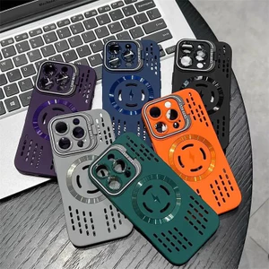 Ốp điện thoại di động từ tính rỗng, có chân đế, bảo vệ ống kính, chống sốc và chống sốc, silicon linh hoạt, Thích hợp cho iPhone 11 12 13 14 15 16 17 Pro Max Plus AIR [X006]