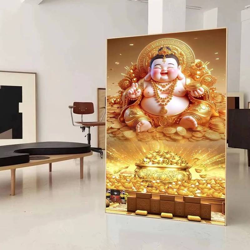 Phong Thủy Thần Tài Tranh Canvas Nghệ Thuật Treo Tường Sang Trọng Vàng May Mắn Tiền Thần Poster In Hình Cho Văn Phòng Phòng Phòng Khách Trang Trí Nhà