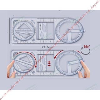 Thước Kẻ Đa Năng 4in1 Xoay 360° Deli – Thước Đo Góc, Tam Giác, Thẳng Cho Bé Tiểu Học