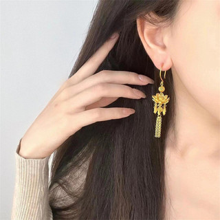 Bông Tai Sen Dài Nữ Phong Cách Sang Trọng Tinh Tế, Ánh Sáng Tuyệt Đẹp - Golden Feel