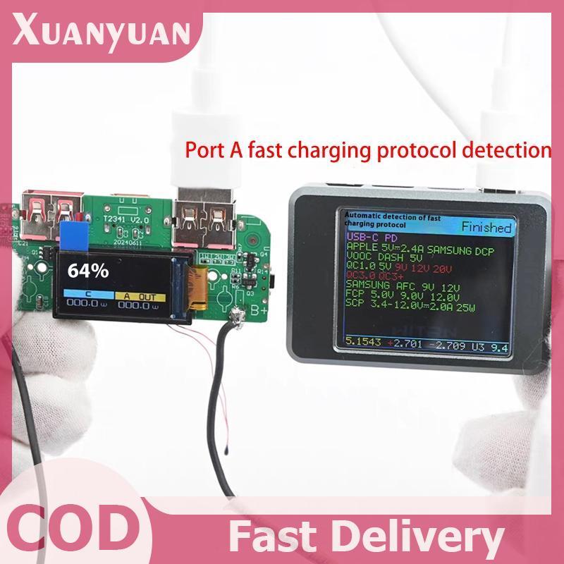 XUAN 1 Cái Bộ Chuyển Đổi Sạc Nhanh Hai Chiều Mô Đun Nguồn Điện Di Động DIY Bo Mạch Chủ Điện Có Màn Hình Type-c USB 22.5W VN