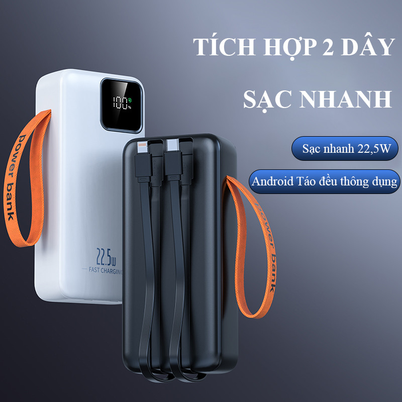 Sạc Dự Phòng 50000mAh 22.5W Sạc Nhanh PD/QC Có Đèn Led Màn Hình Led Tương Thích Nhiều Dòng Thiết Bị