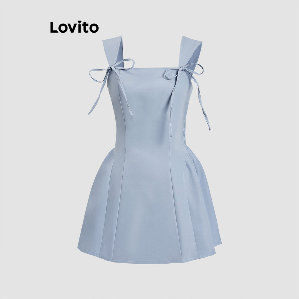 Lovito Phong cách thường ngày Váy Xếp Ly Nơ Mùa Hè/xuân Cho Nữ L120ED1161