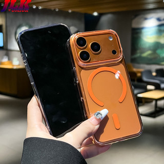 [JLK] Ốp lưng mỏng trong suốt từ tính cho iPhone 14 15 16 17 Pro Max Air Wireless Sạc siêu cứng PC Slim Vỏ chống sốc
