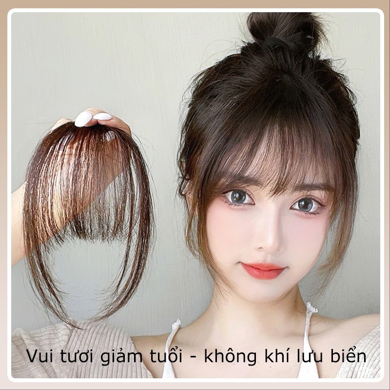M6B  Mái Giả Mái Dày Bằng Tóc Thật 100% Dệt Tay - Tóc Mái Giả Mái Ngố Tóc Thật MALAN