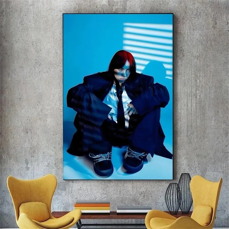Poster Canvas Không Khung Billie Eilish Nghệ Thuật Treo Tường Hiện Đại Trang Trí Nhà Tranh Cho Phòng Khách Phòng Ngủ In Hình Unframed Với Rung C