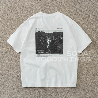 Hàng sẵn có Cặp đôi Top Unisex SNOW Phong cảnh cây in họa tiết dáng rộng 100% Cotton cao cấp Áo thun ngắn tay cổ tròn