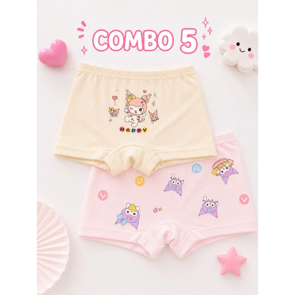 COMBO 2 - COMBO 5 Quần Chip Bé Gái cotton kháng khuẩn mềm mát, thoáng mát co giãn KUROMI