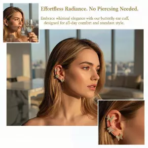 Bông tai bướm hợp thời trang dành cho nữ Móc tai Zircon Trang sức sụn không bánh cho bữa tiệc và lễ kỷ niệm mới