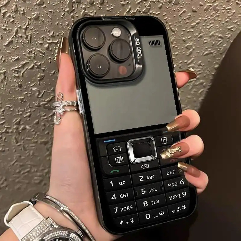 Ốp lưng cứng chống sốc phong cách phím bấm retro - Bảo vệ toàn diện - Tương thích iPhone 17/16/15/14/13/12/11 Pro Max/XS