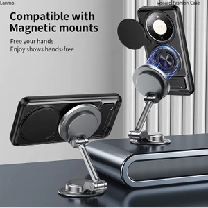 Giáp Xoay Ống Kính Trượt Funda Cho Honor X9D Ốp Lưng Vòng Từ Tính Dành Cho Honor Magic8 Lite X70 5G Ốp Lưng Chân Đế Có Thể Gập Lại Capa