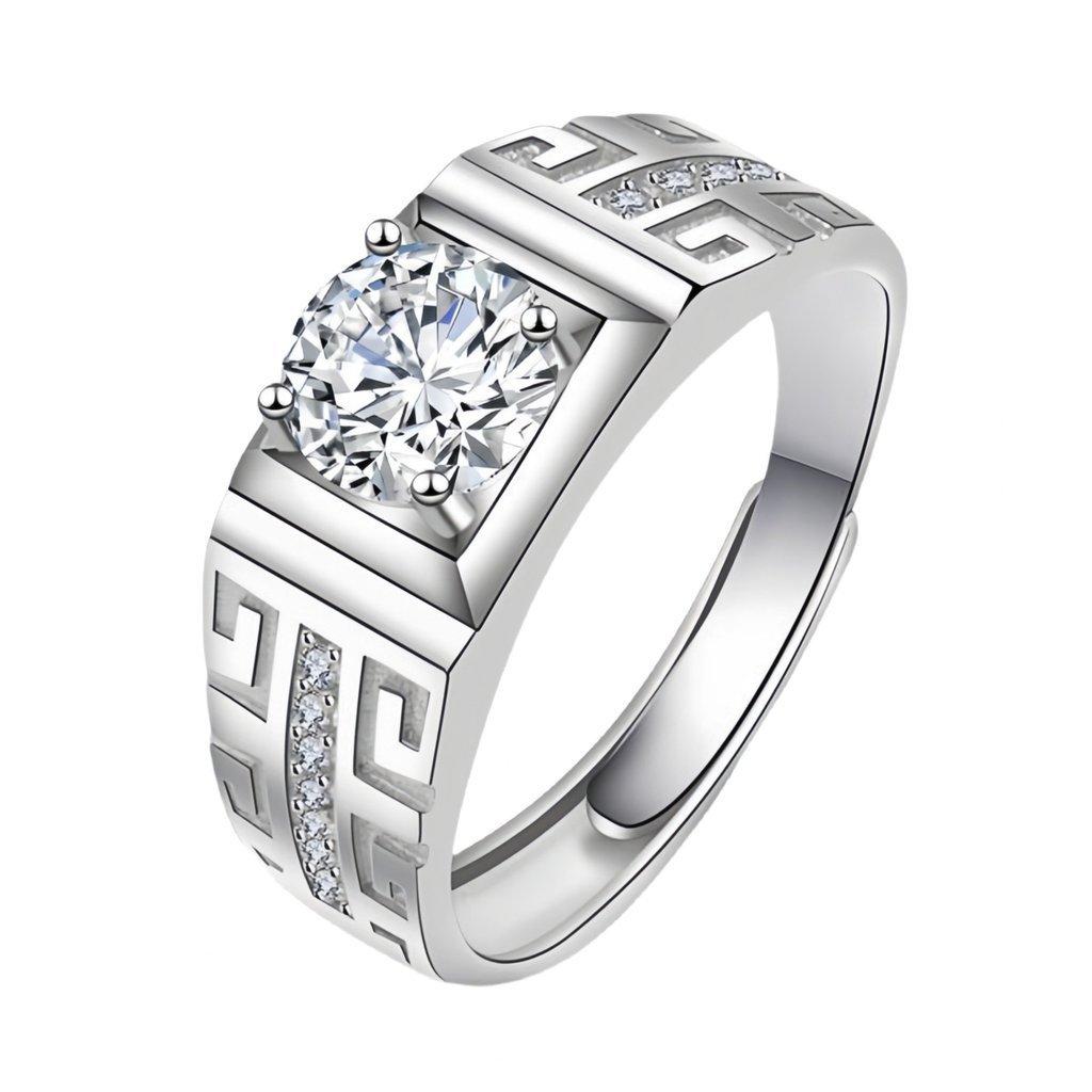 hoàn hảo cho lễ đính, nhẫn moissanite bằng thép titan có thể điều chỉnh kích thước, không phai màu dành