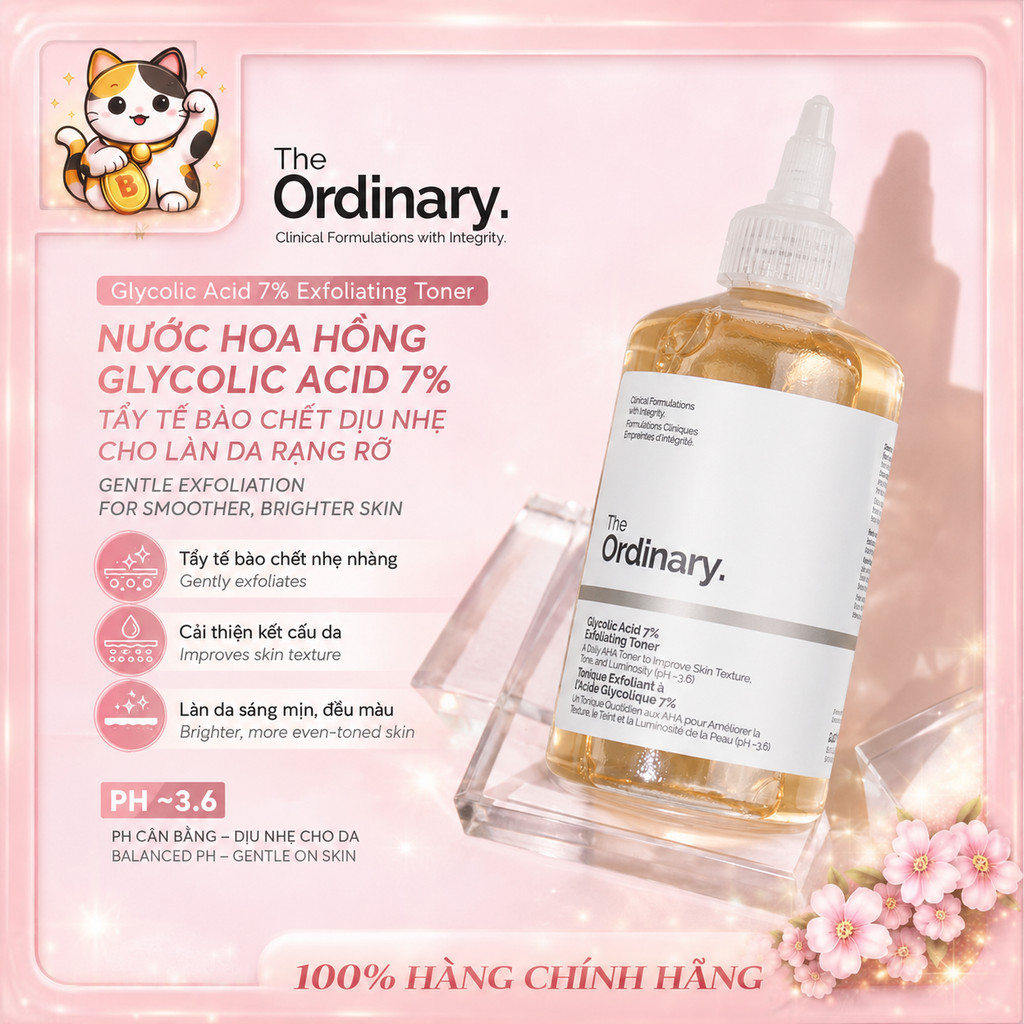 [Chính Hãng] The Ordinary Glycolic Acid 7% Toner 240ml | Giảm Mụn, Kiểm Soát Dầu, Mịn Da