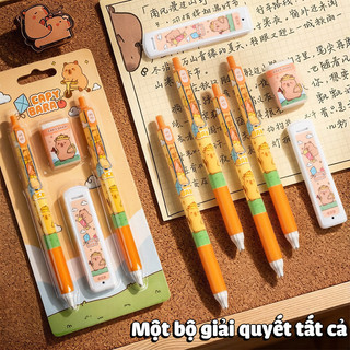 Bút Chì Kim 0.5 Quà Tặng Học Sinh Có Cục Tẩy Và Ngòi Chì, Capybara Cute Viết Văn Phòng Phẩm