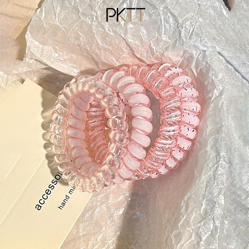 COD Set 4 Dây Cột Tóc Lò Xo Nhiều Màu Sắc Dễ Thương Không Đau Tóc Phụ Kiện Tóc Cho Nữ Và Bé Gái PKTT