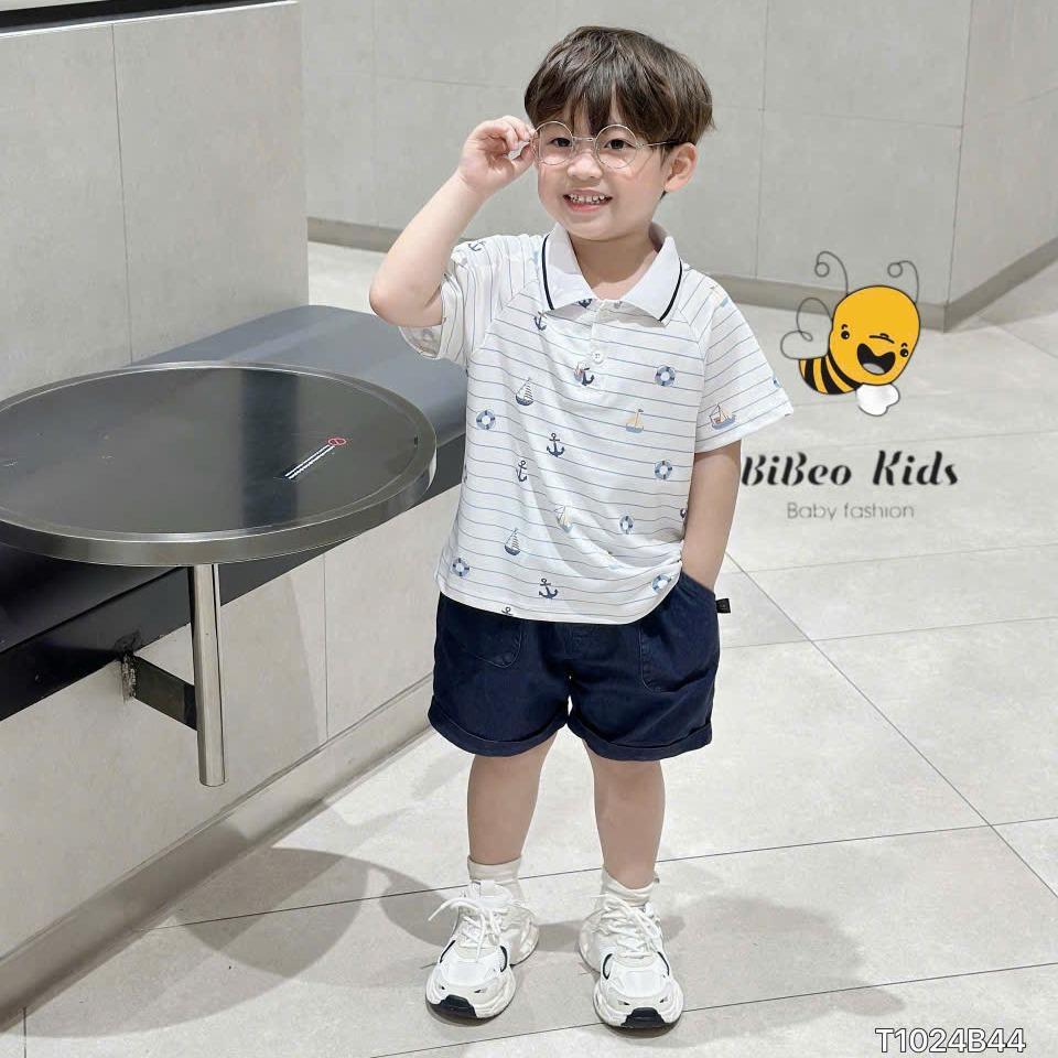 Bộ quần áo POLO HỌA TIẾT KẺ cho bé trai , Quần áo chất COTTON mềm thoải mái cho bé