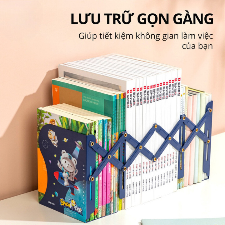 [HÀNG LOẠI 1] Kệ Sách Để Bàn Gấp Gọn 3 Ngăn HomeMate, Kệ Chặn Sách Co Giãn Bằng Thép Dày 0.9mm Chịu Lực Tốt