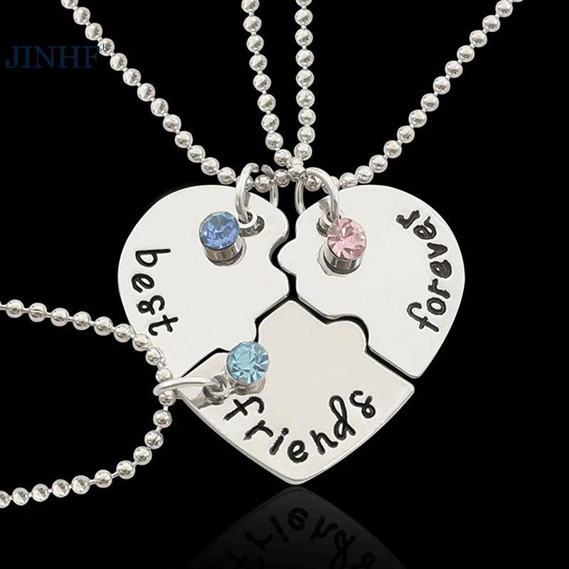 JINHF 3 Cái / bộ Trái Tim Chia Mặt Dây Chuyền Nelace Người Bạn Thân Nhất Bff Tình Bạn Cặp Đôi Nelace Trang Sức Thời Trang HOT