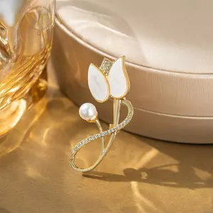 PNPIA- Hoa Hồng Pha Lê Ngọc Trai Thời Trang Thổ Cẩm Nữ Ánh Sáng Thanh Lịch Sang Trọng Phong Cách Mới Pin Cho Tiệc Kinh Doanh Quà Tặng