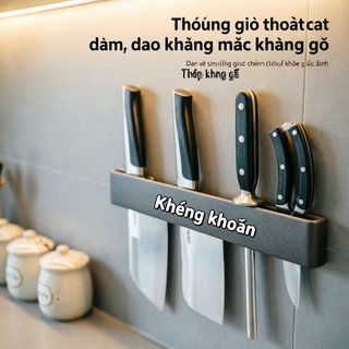 Giá đỡ dao nhà bếp Thép Carbon treo tường Không có máy khoan Giá dính Tiết kiệm không gian chống gỉ