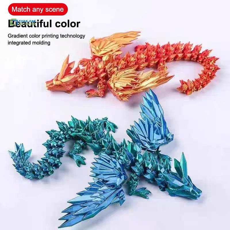 [Dream Weaver] 3D In Hình Rồng Đá Quý Nhiều Màu Sắc Tượng Rồng Di Động Khớp Xoay Được Thủ Công Rồng Khớp Nối Để Bàn Hình Hành Động Phương Tây mới