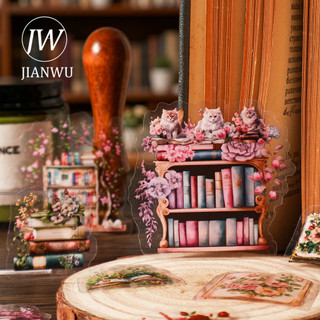 JIANWU Attic Book Collection Series Vintage Flower Book Vật liệu phong cảnh Cắt dán PET Sticker Sáng tạo DIY Tạp chí Văn phòng phẩm