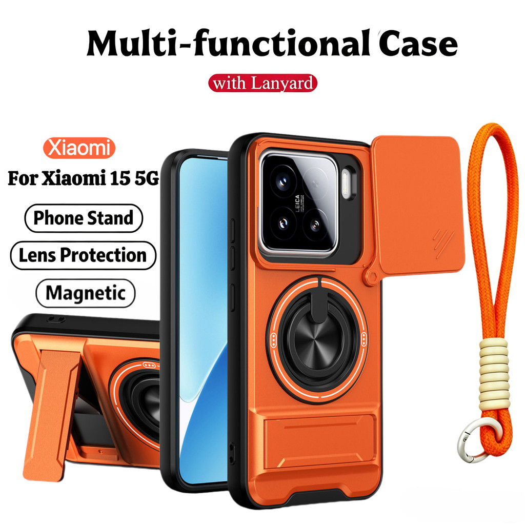 Ốp Điện Thoại Đa Năng Sang Trọng Thích Hợp Cho Xiaomi 15 A Pro Ultra 5G Dây 360°Giá đỡ vòng có vỏ máy ảnh Vỏ bảo vệ toàn diện chống sốc