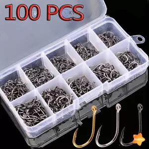 Bộ 100 Móc Câu Cá Thép Carbon Đơn Vòng Tròn Câu Cá Bay Câu Cá Jip Thép Gai Cá Chép Móc Câu Chuyện Biển Phụ Kiện Mới