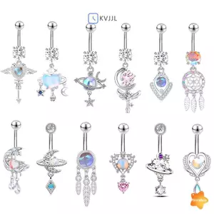 Nhẫn Nút Bụng Sáng Bóng Thép Không Gỉ Trái Tim Rốn Xuyên Barbell Dành Cho Nữ Thời Trang Bụng Nhẫn Gợi Cảm Body Piercing Trang Sức Mới