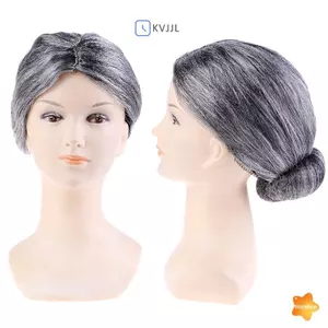 Bà Già Bà Bà Nội Màu Xám Tóc Giả Bun Tóc Lớn Mẹ Lạ Mắt Trang Phục Mới
