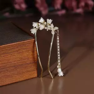 Bigapple Vintage Hanfu Kẹp Tóc Hình Chữ U sel Handmade Hoa Lily Tóc Sti Cho Nữ RDG
