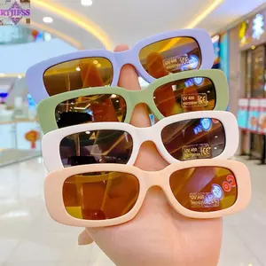 RTJIFSS Kính râm hình chữ nhật cho trẻ em, Kính râm khung hình bầu dục ngoài trời chống nắng cho trẻ em, Sắc thái mùa hè thời trang cho bé trai và bé gái